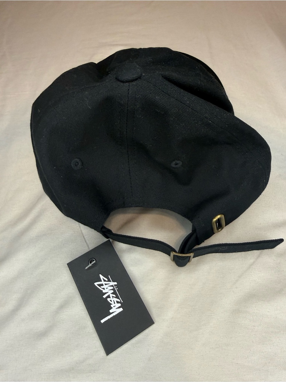 NWT Stüssy Arch Logo Embroidered Strapback Cap Hat Black / Royal Blue - Picture 2 of 6